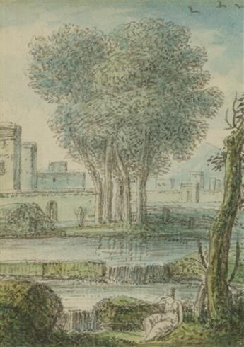 LOUIS FABRICIUS DUBOURG (Amsterdam 1693-1775 Amsterdam) Three classical landscape watercolors.
